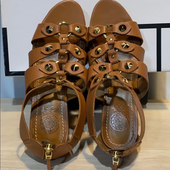 Ann Taylor Loft Studded Leather Wedge Sandals - Picture 3 of 12